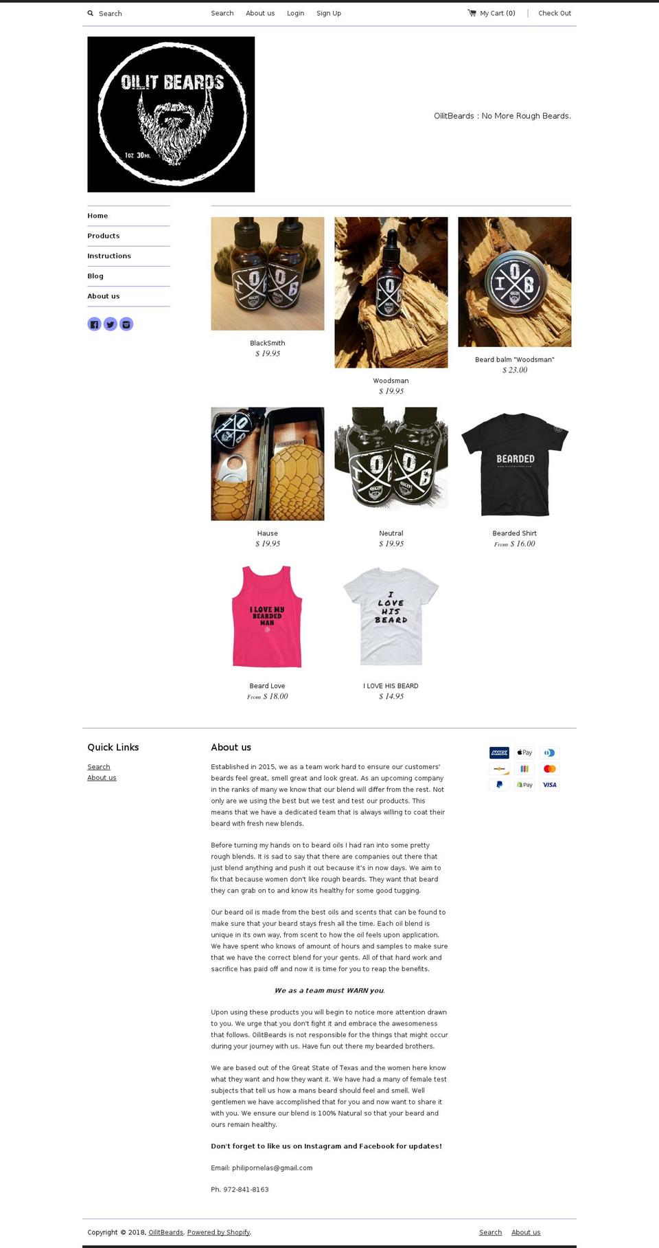 oilitbeards.com — Shopify storefront screenshot