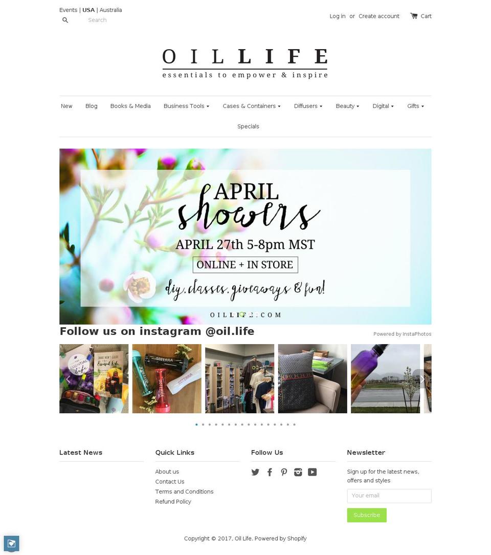 oillife.com shopify website screenshot