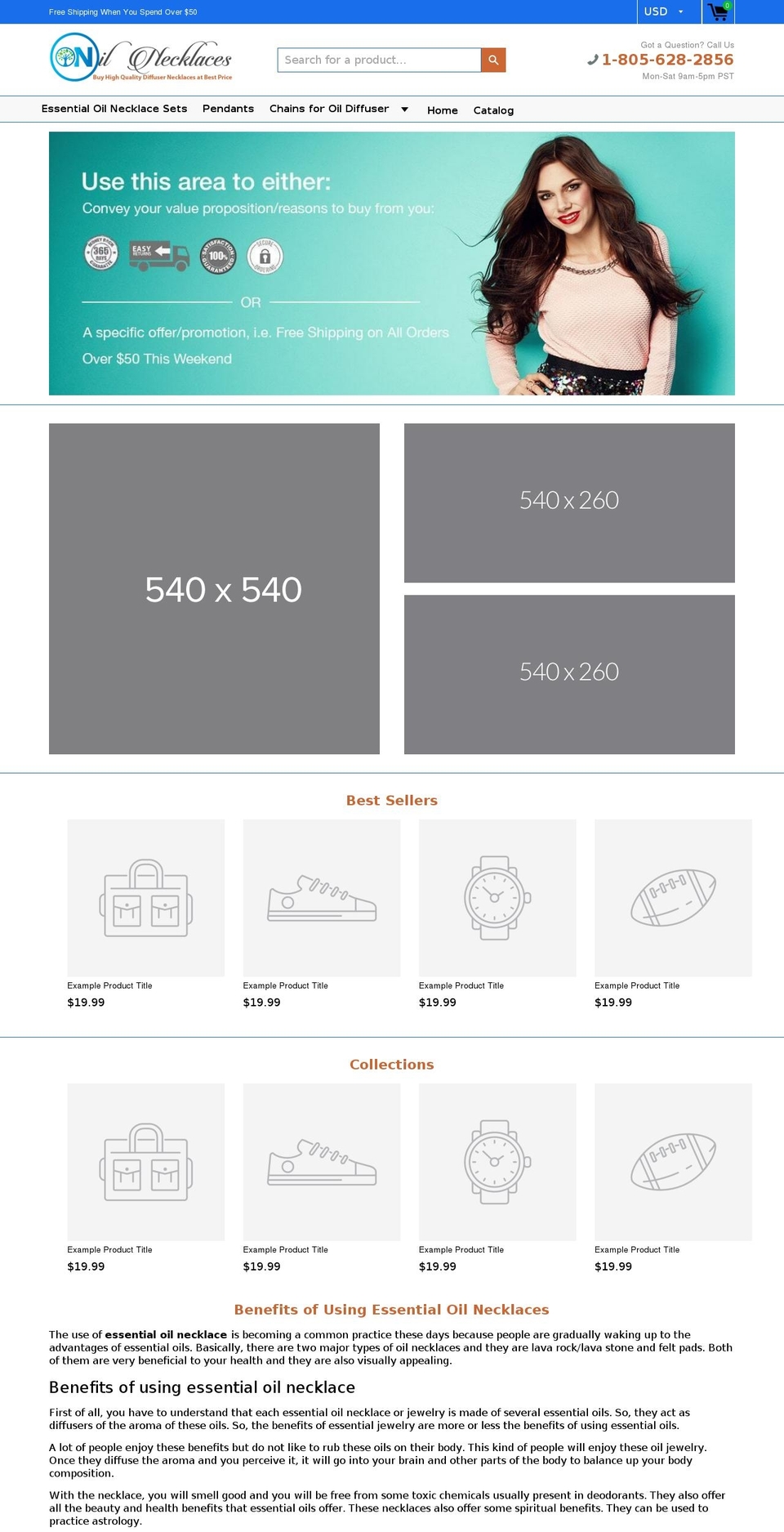 oilnecklaces.com — Shopify storefront screenshot