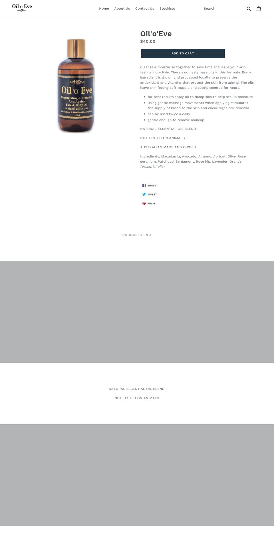 oiloeve.com shopify website screenshot