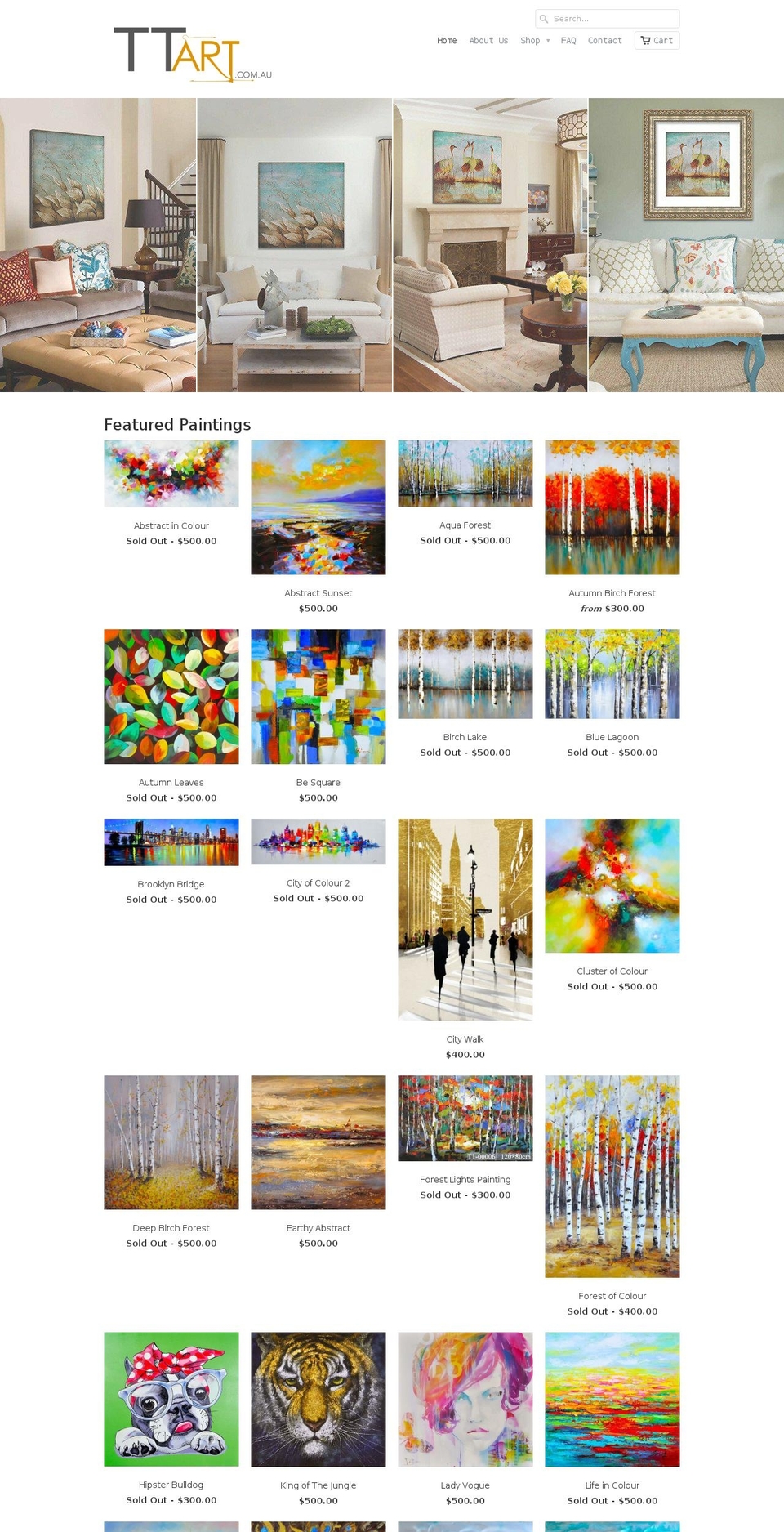 oilpaintingsonline.com.au shopify website screenshot