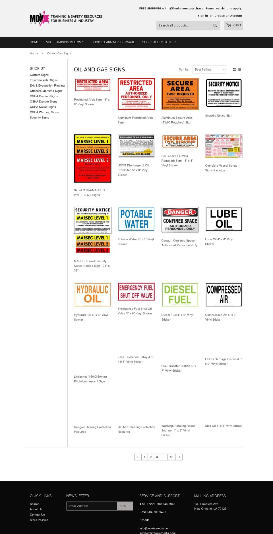 oilsafetysigns.com — Shopify storefront screenshot
