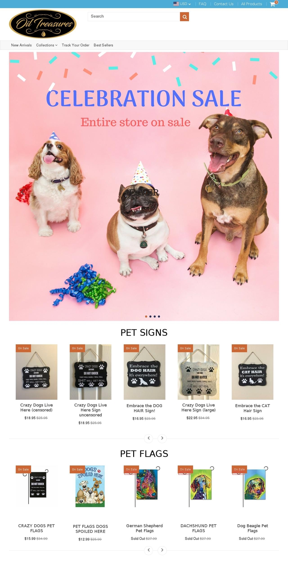 oiltreasures.com — Shopify storefront screenshot