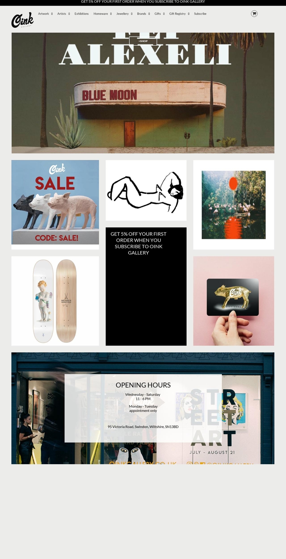 oinkgallery.co.uk shopify website screenshot