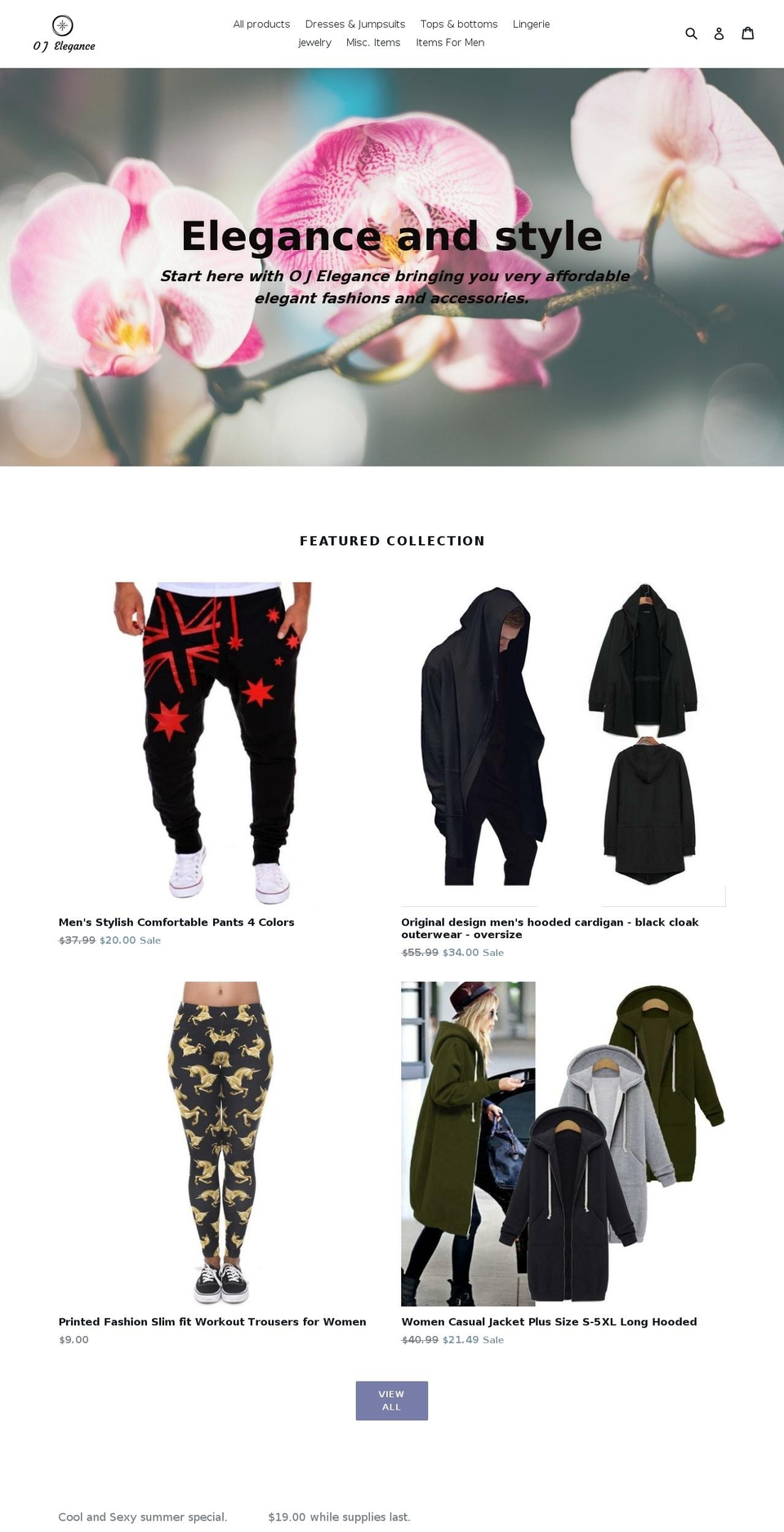 oj-elegance.com — Shopify storefront screenshot