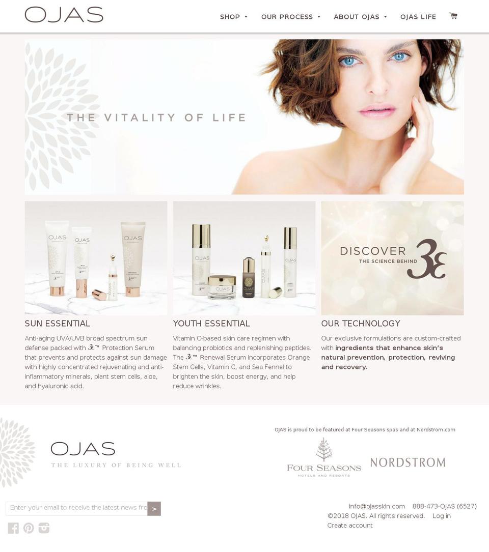 ojaslife.com — Shopify storefront screenshot