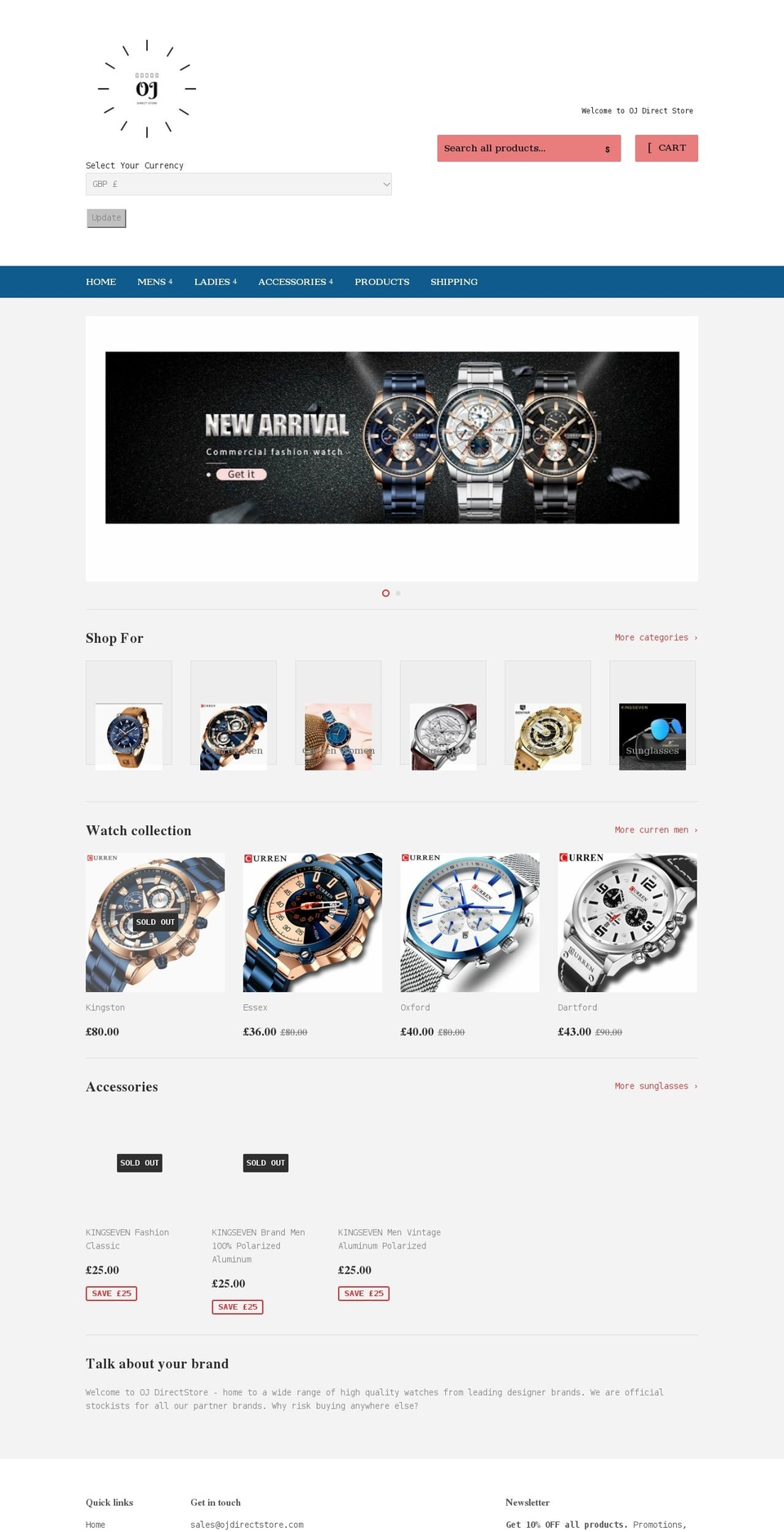 ojdirectstore.com shopify website screenshot