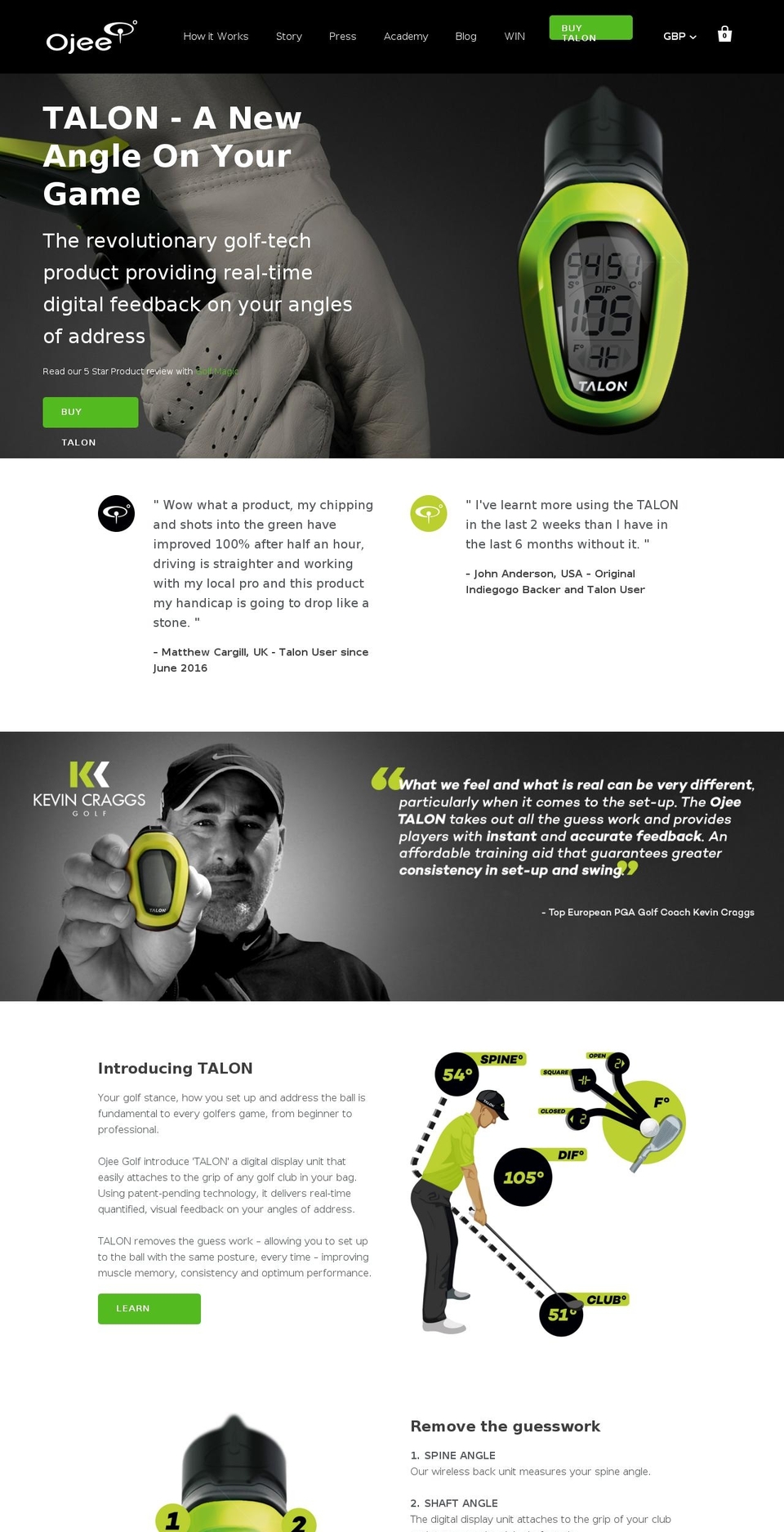 ojeegolf.com shopify website screenshot