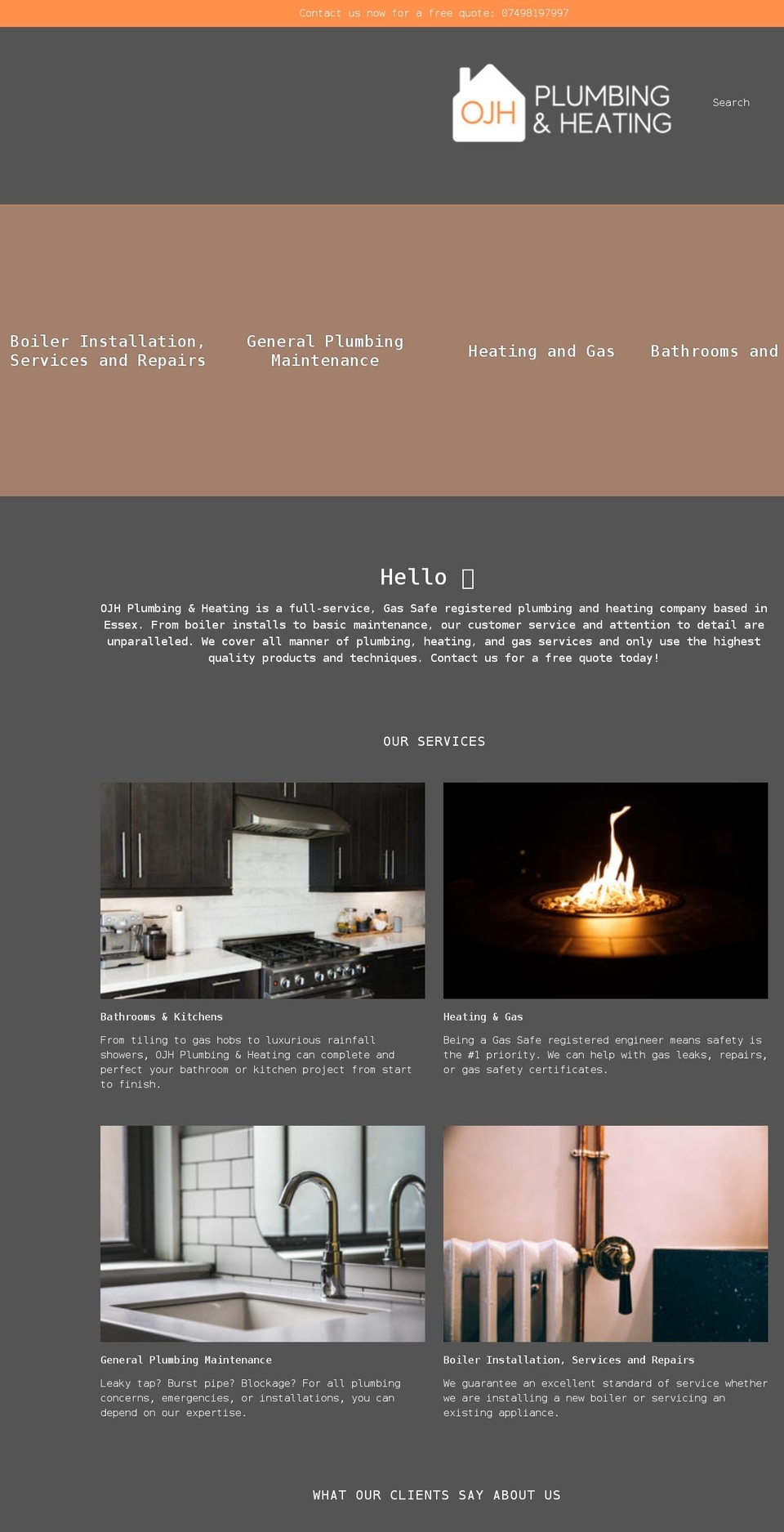 ojhplumbing.com shopify website screenshot