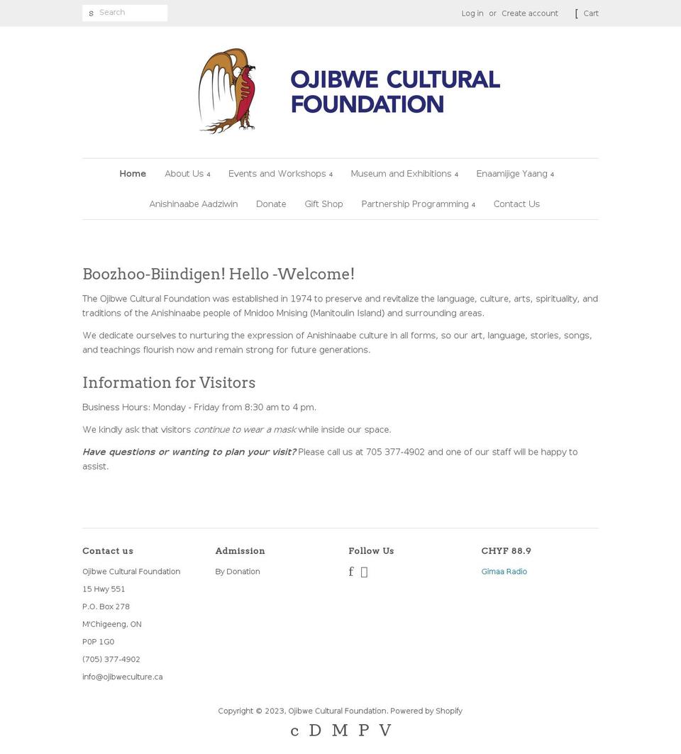 ojibwe-cultural-foundation.myshopify.com shopify website screenshot