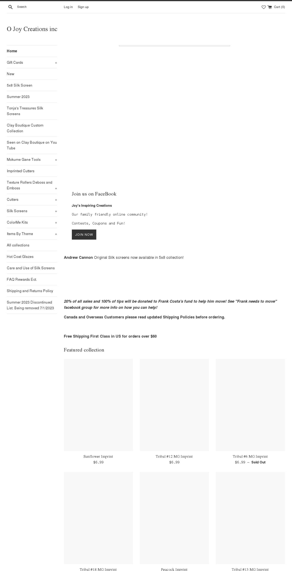 ojoycreationsinc.com shopify website screenshot