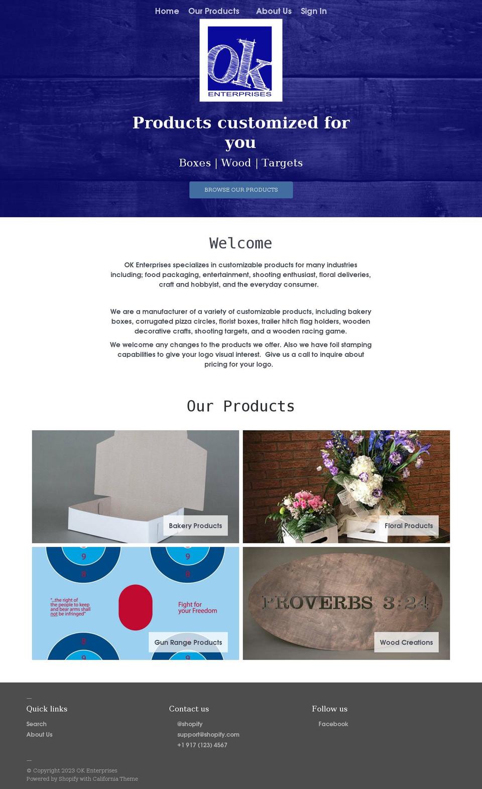 ok-enterprises.myshopify.com shopify website screenshot