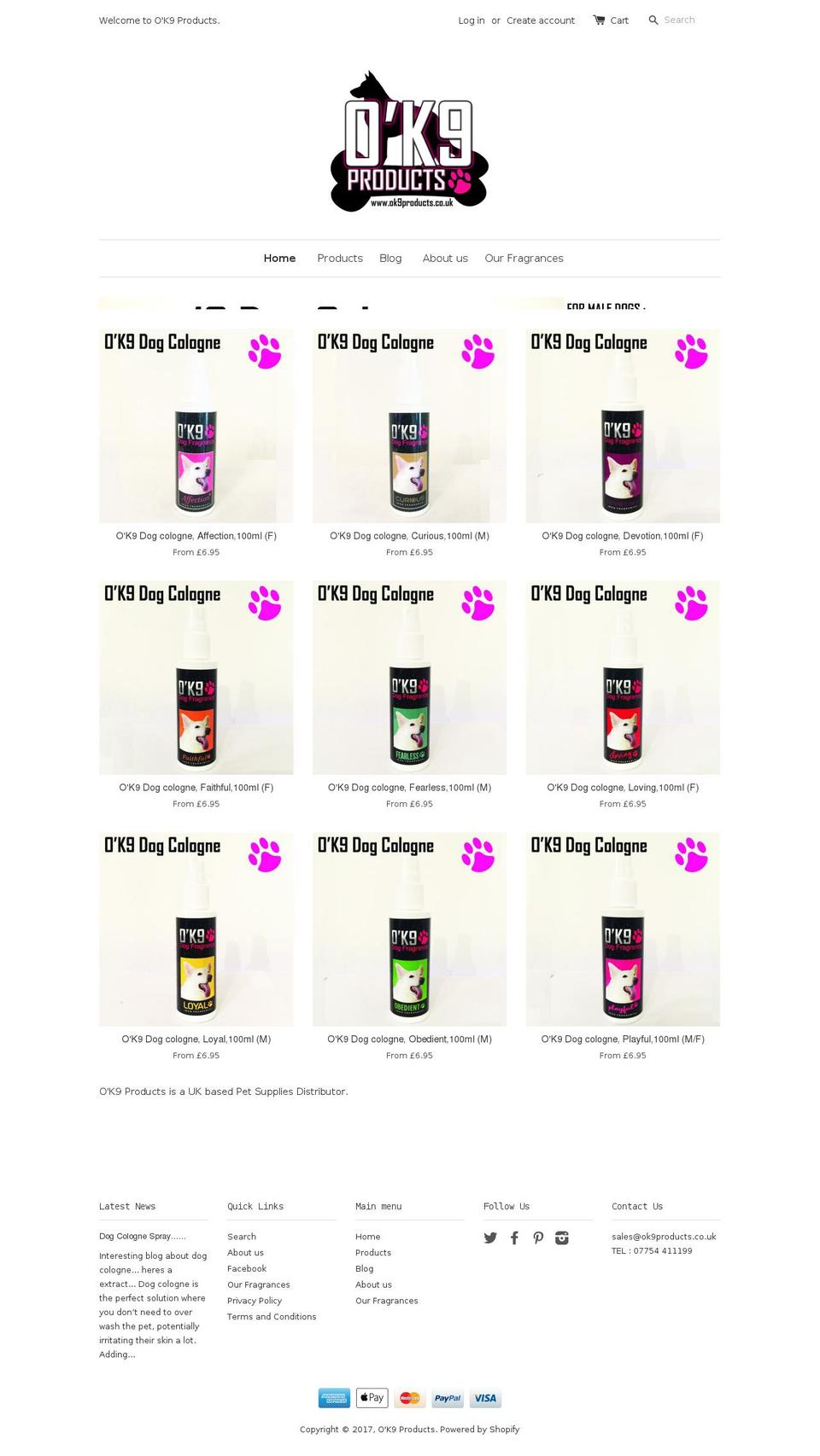 ok9products.com shopify website screenshot