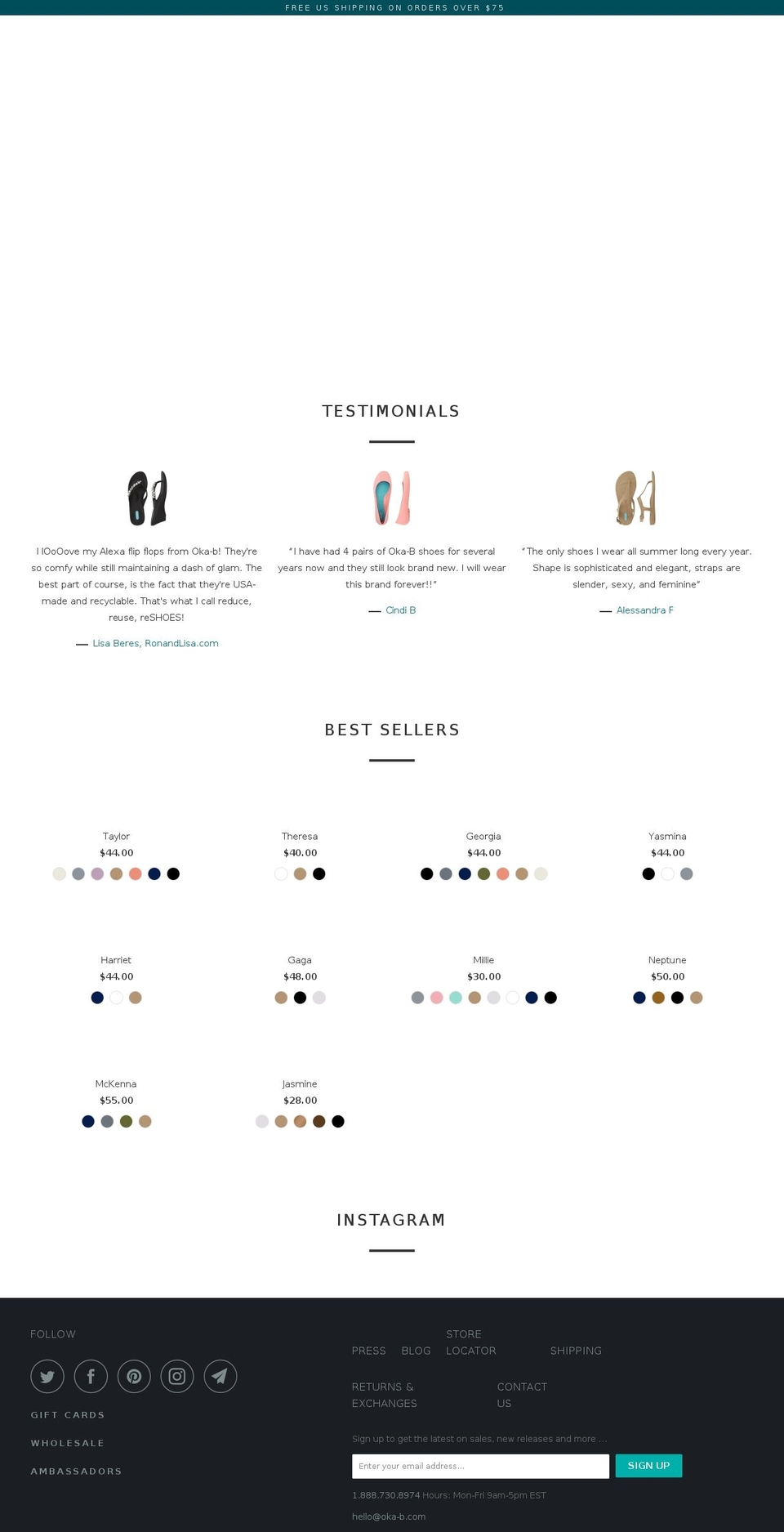 oka-b.com shopify website screenshot