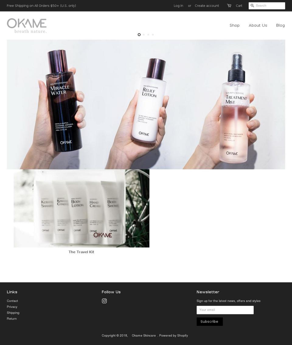 okame-skincare.com — Shopify storefront screenshot