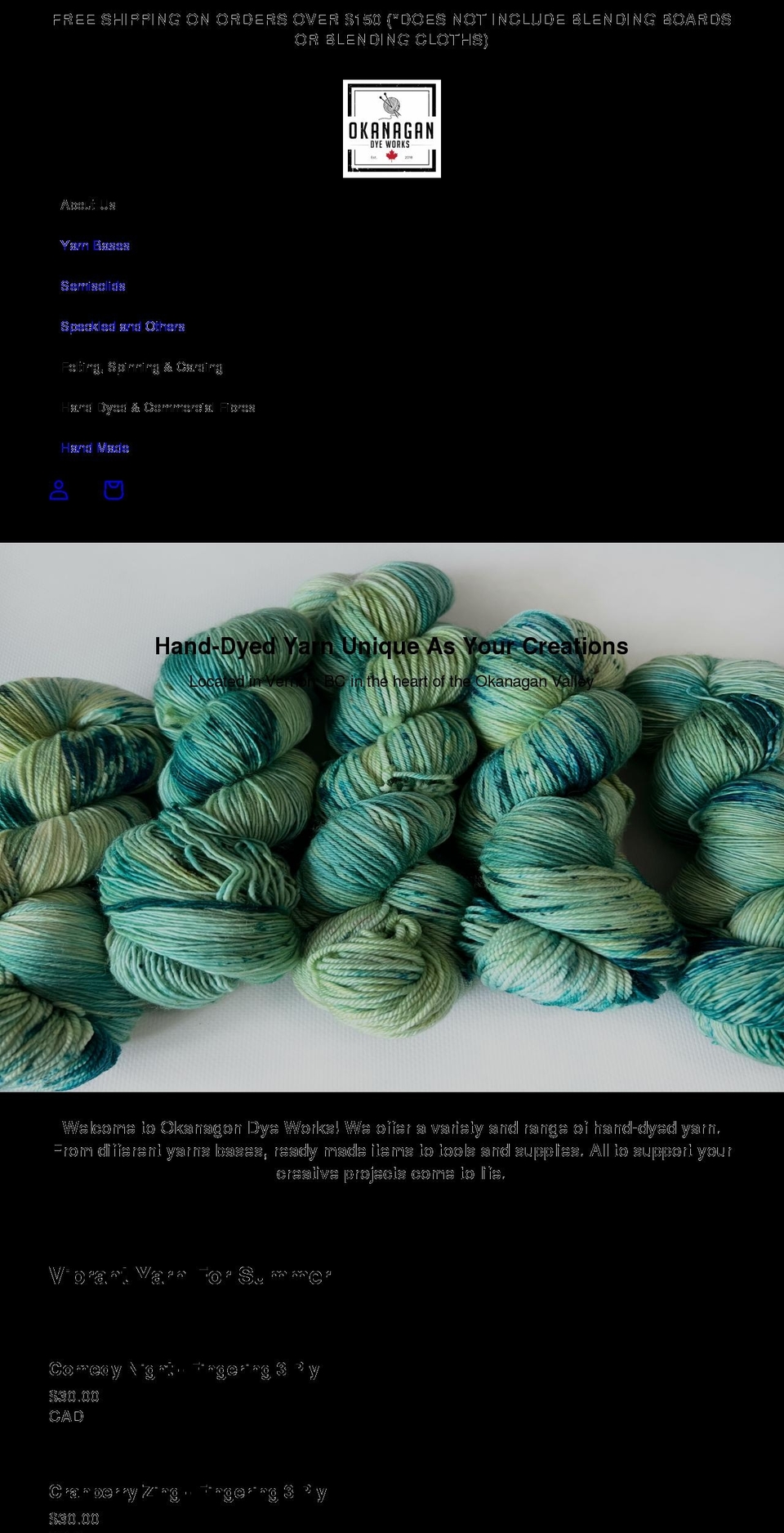 okanagandyeworks.com shopify website screenshot