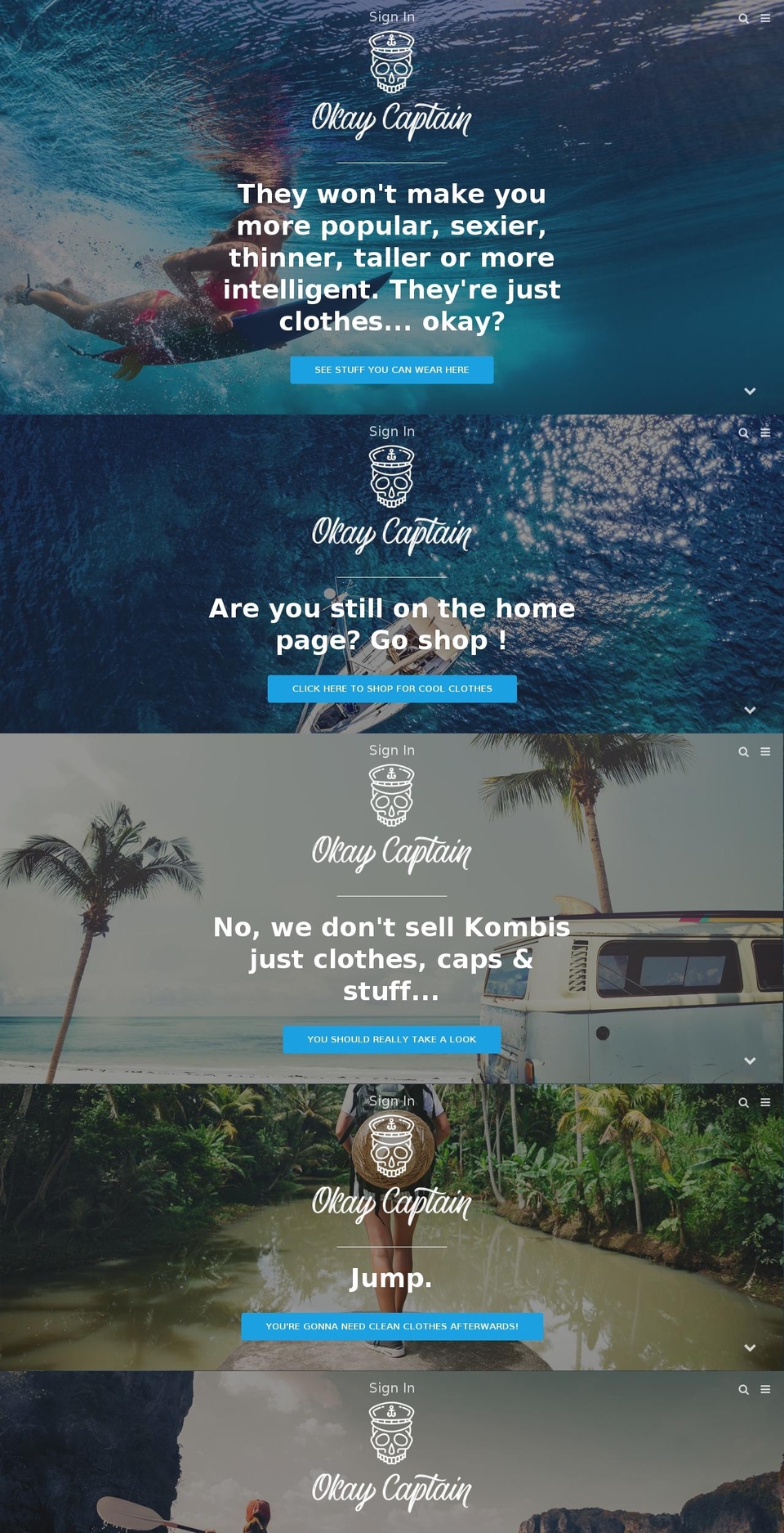 okaycaptain.com shopify website screenshot