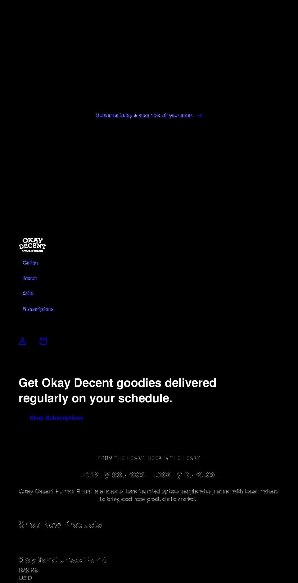 okaydecent.com shopify website screenshot