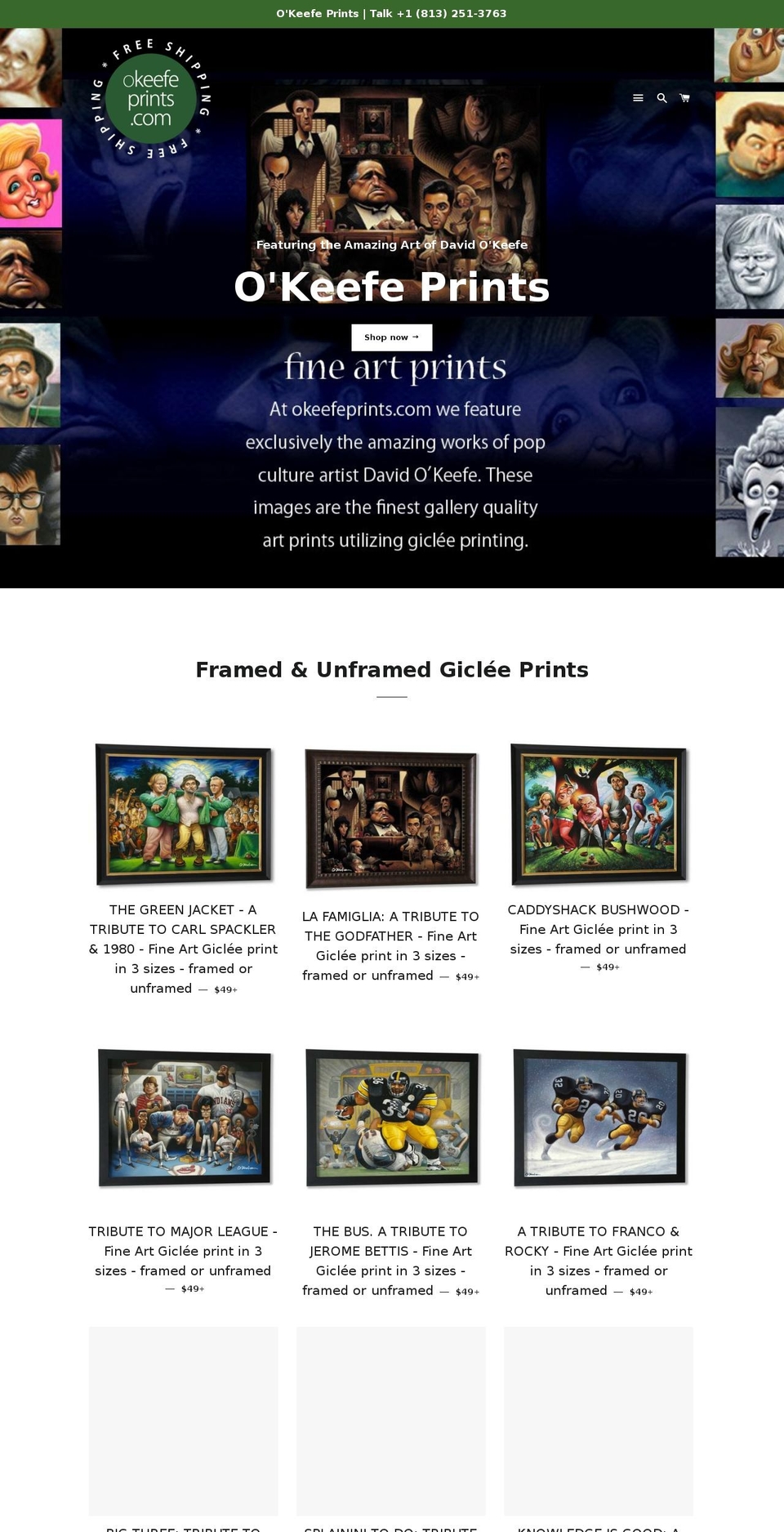okeefeprints.com — Shopify storefront screenshot