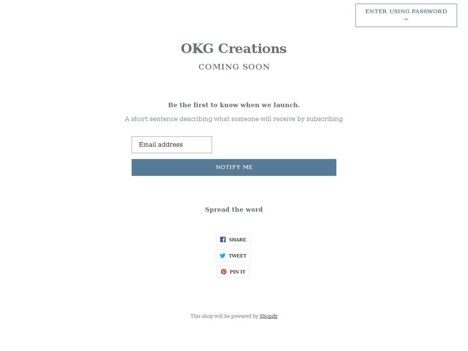 okgcreations.com shopify website screenshot