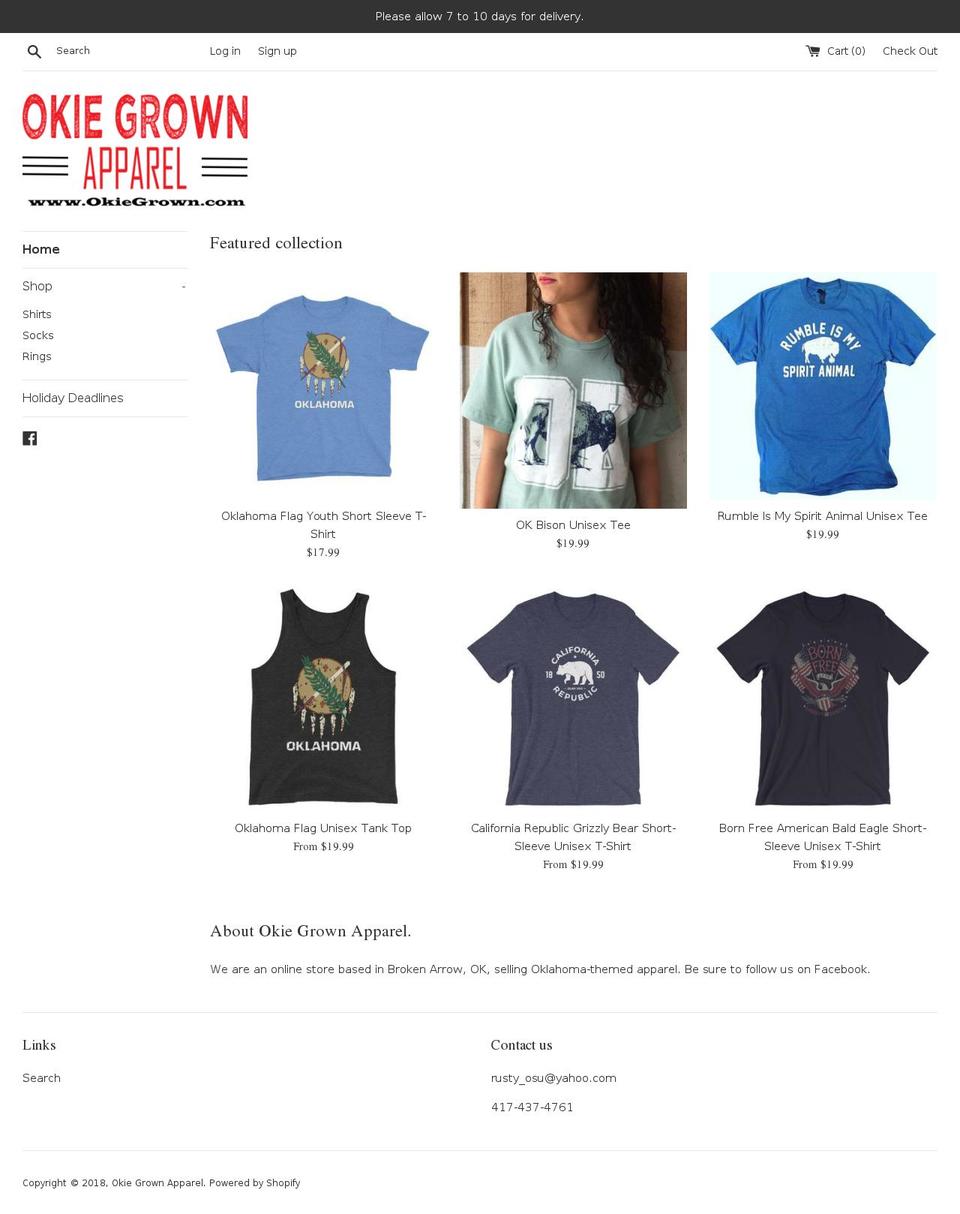 okiegrown.com shopify website screenshot