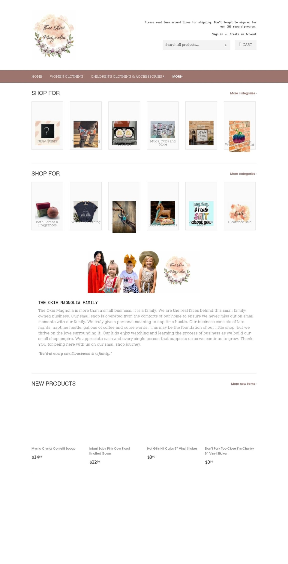 okiemagnoliaboutique.com shopify website screenshot