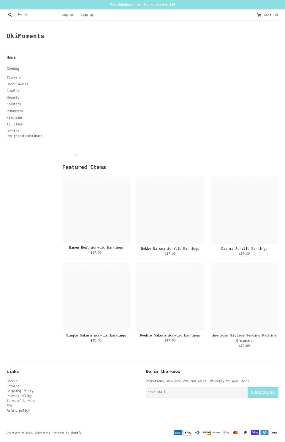 okimoments.com shopify website screenshot