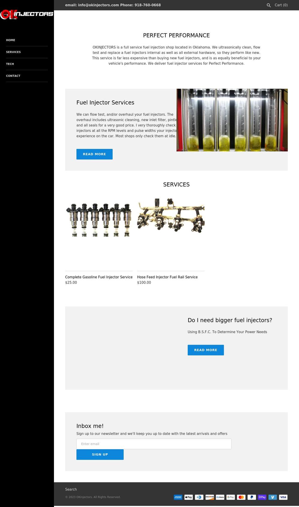 okinjectors.com shopify website screenshot