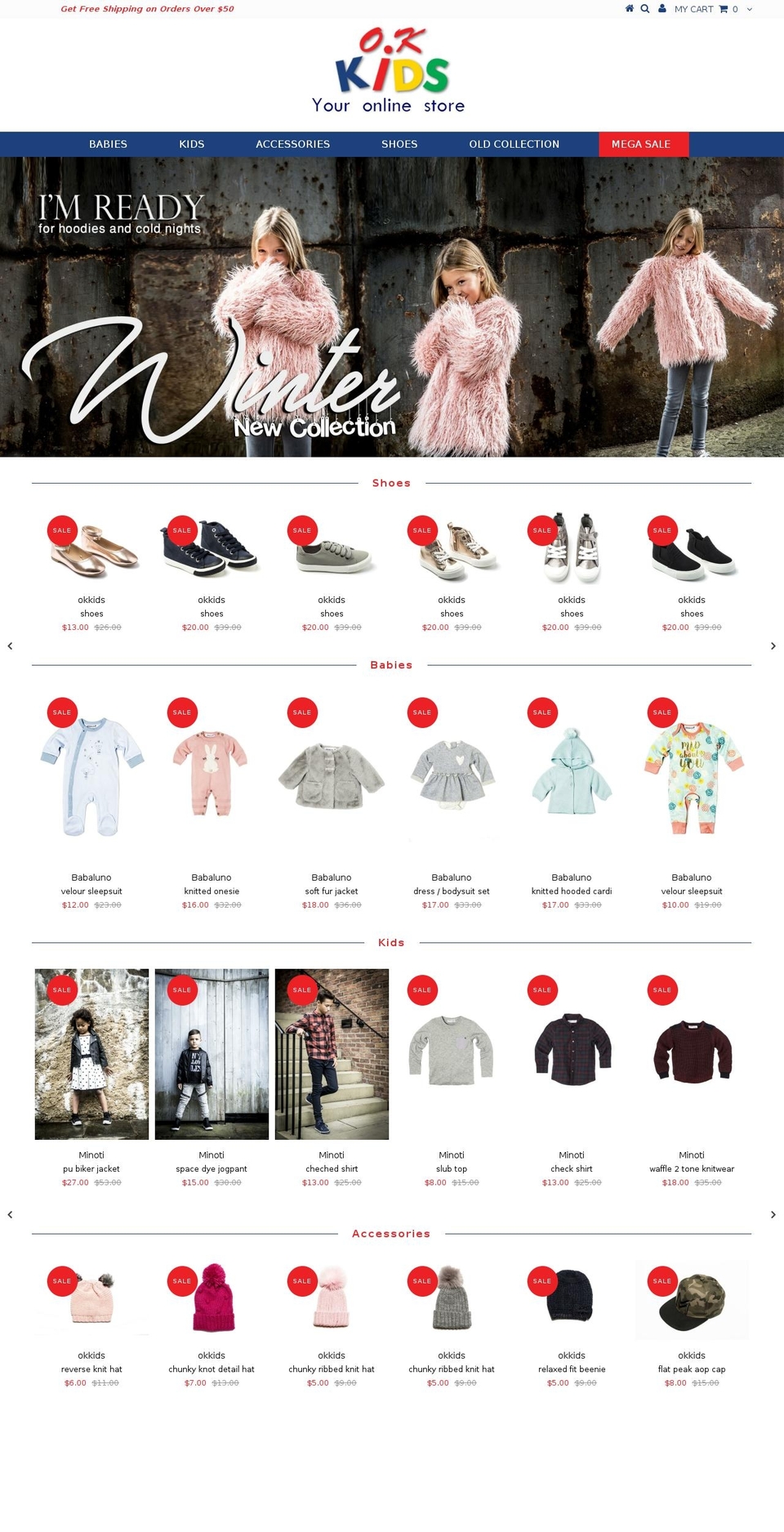 okkidslb.com — Shopify storefront screenshot