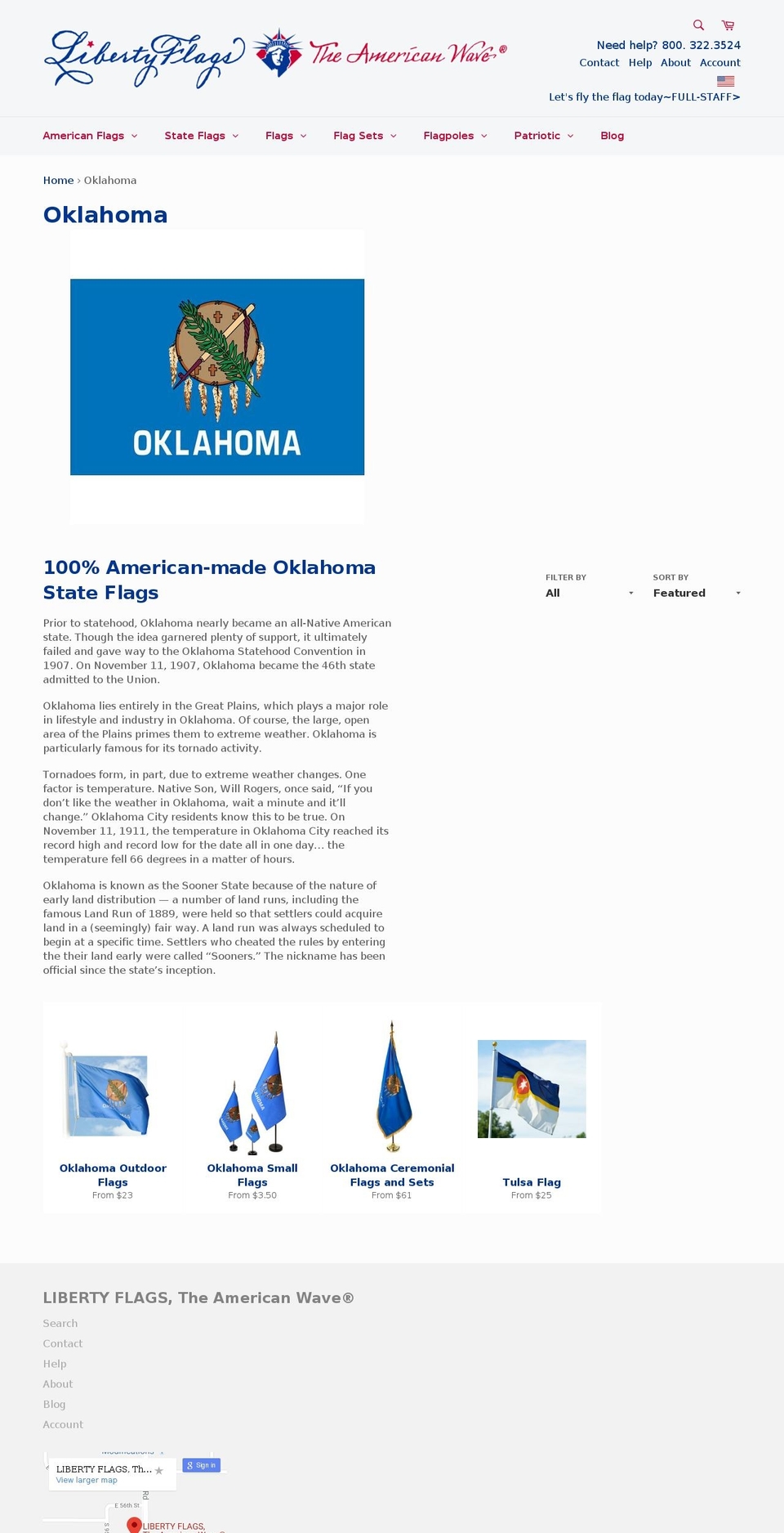 oklahomaflag.net shopify website screenshot