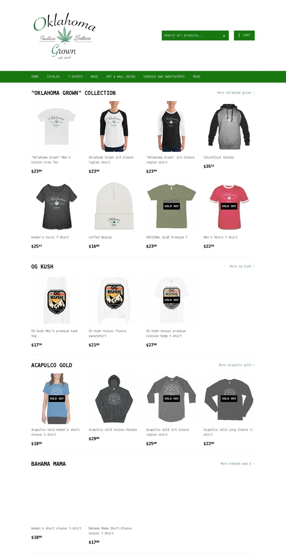 oklahomagrownapparel.com shopify website screenshot