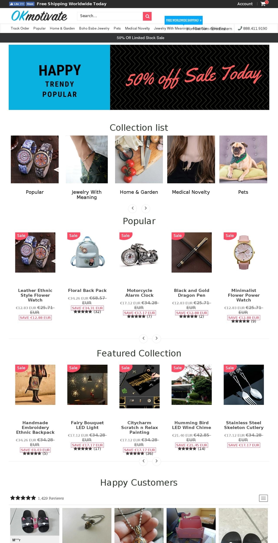 okmotivate.com — Shopify storefront screenshot