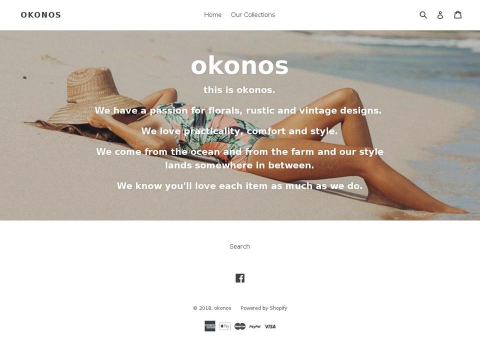 okonos.com — Shopify storefront screenshot