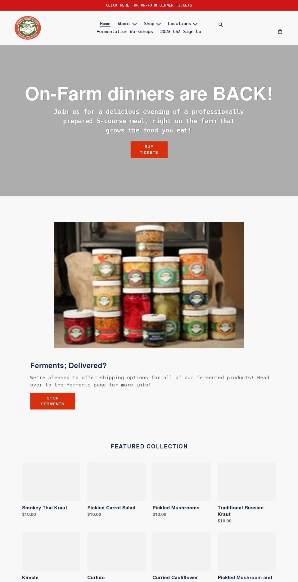 oksanasproduce.com shopify website screenshot