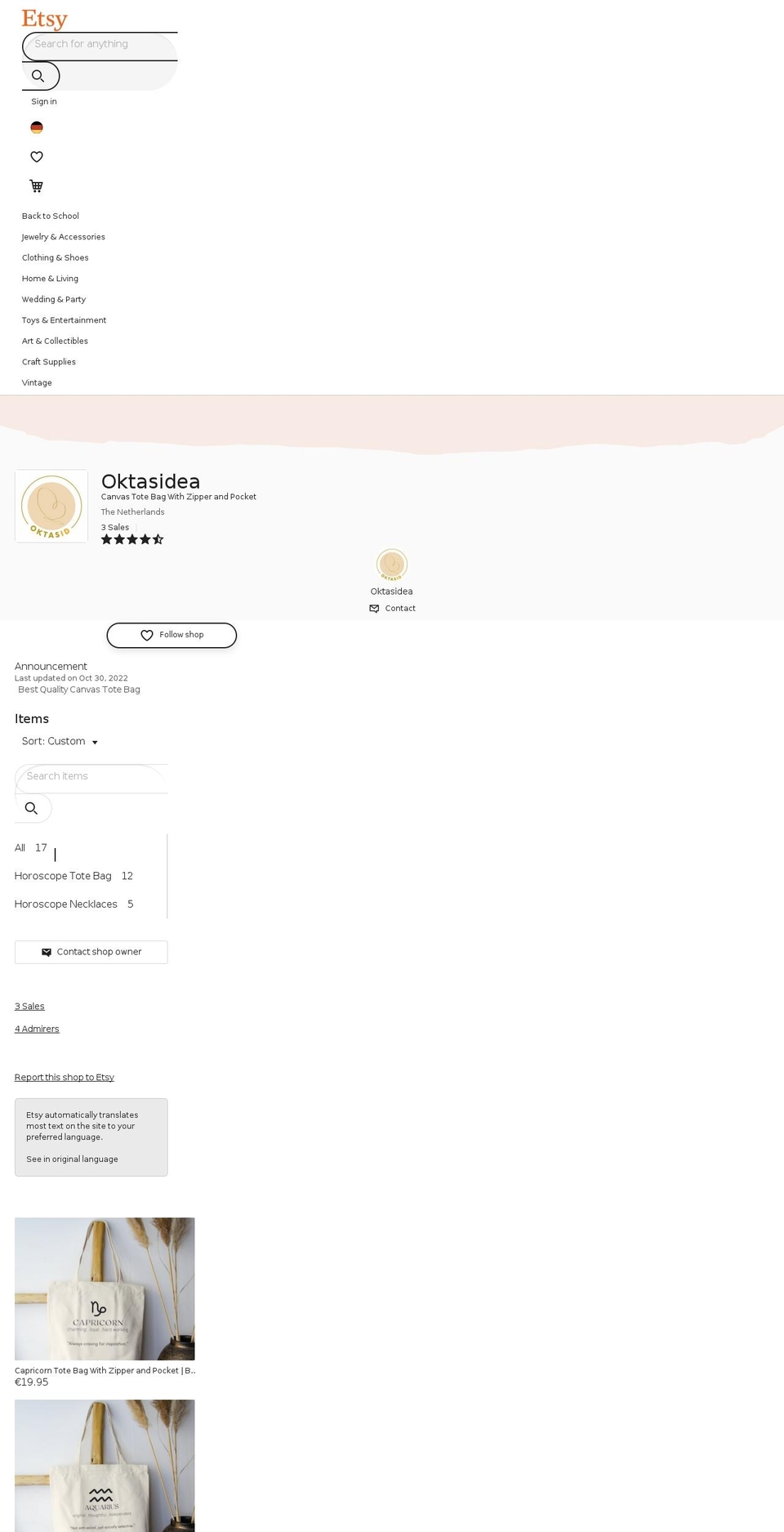 oktasid.com shopify website screenshot