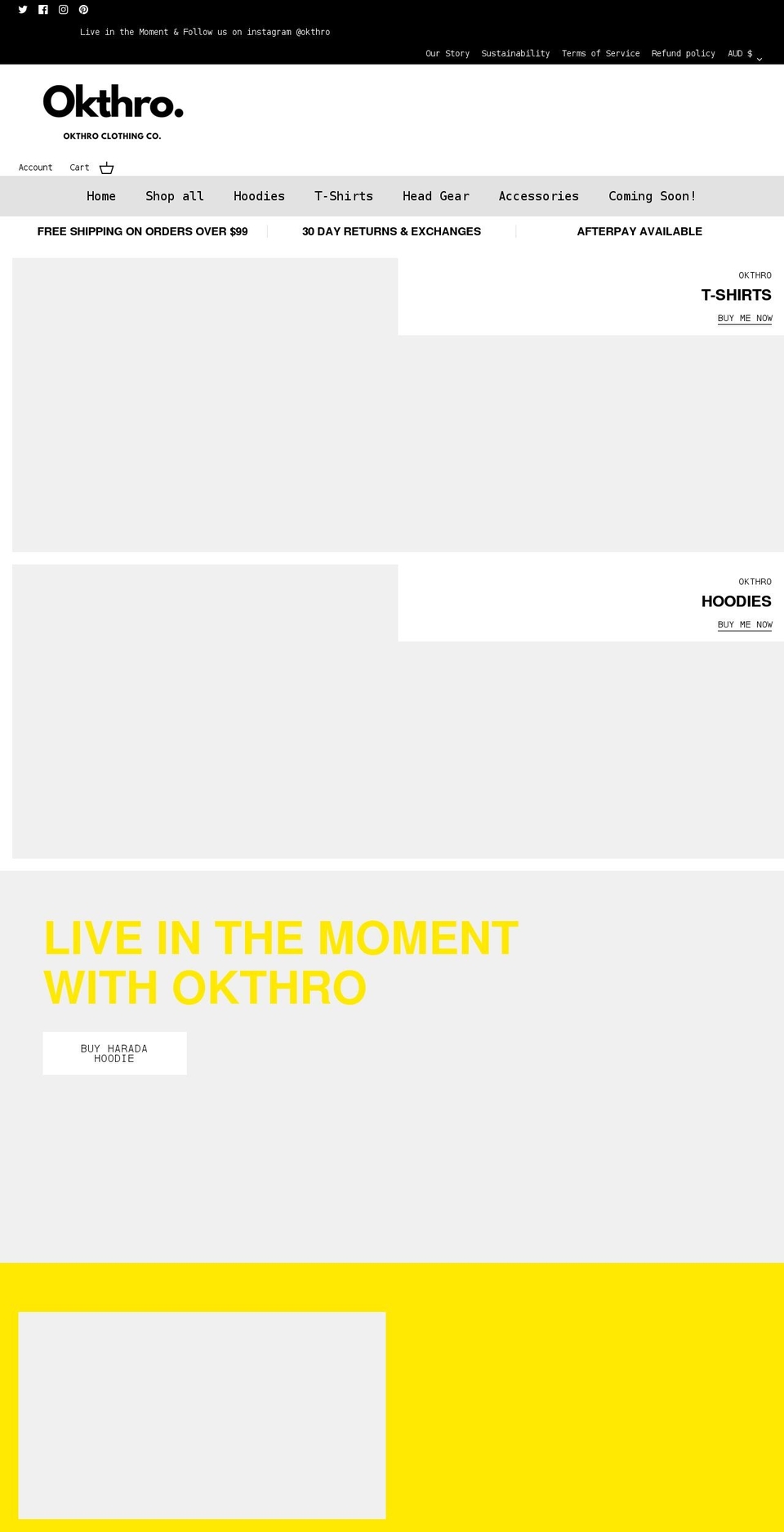 okthro.com shopify website screenshot