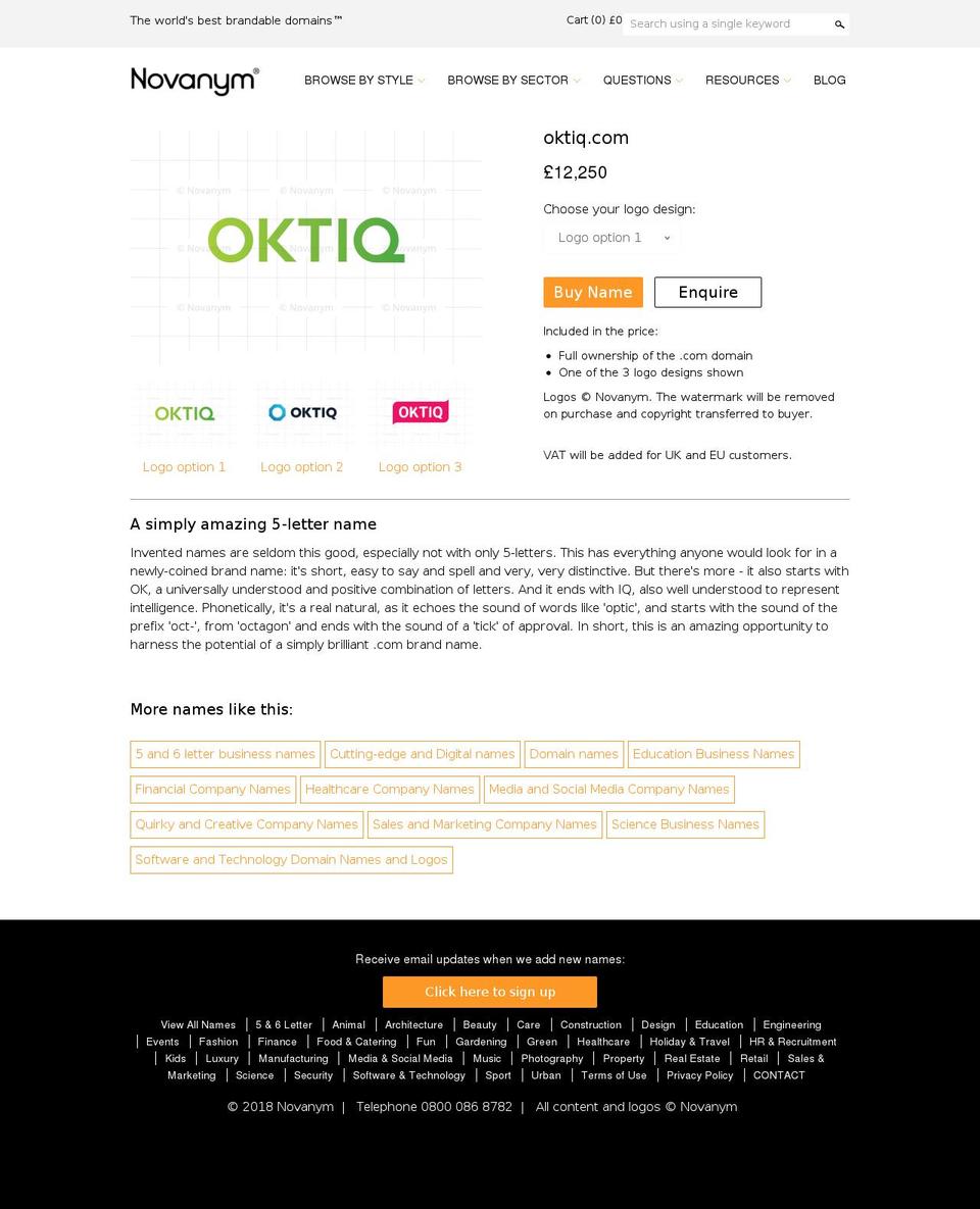oktiq.com — Shopify storefront screenshot