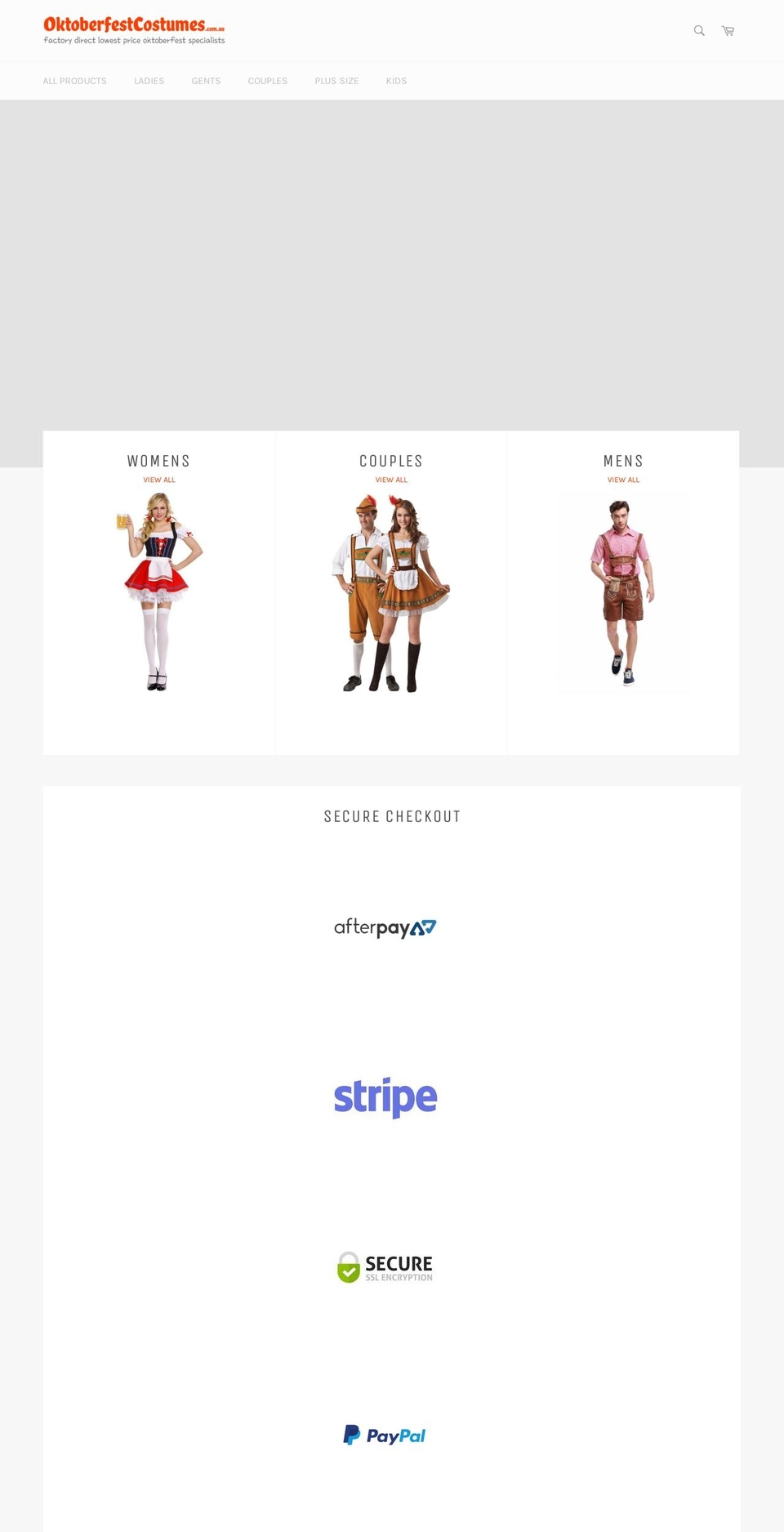 oktoberfestcostumes.com.au shopify website screenshot