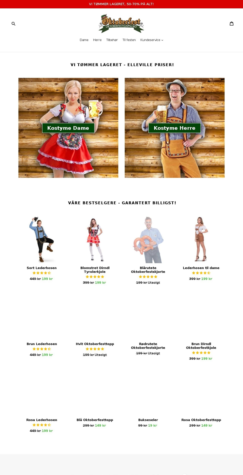 oktoberfestsjappa.no shopify website screenshot