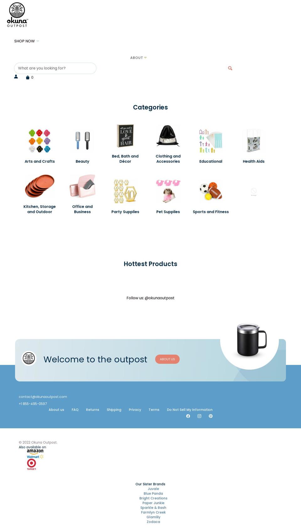 okunaoutpost.com shopify website screenshot