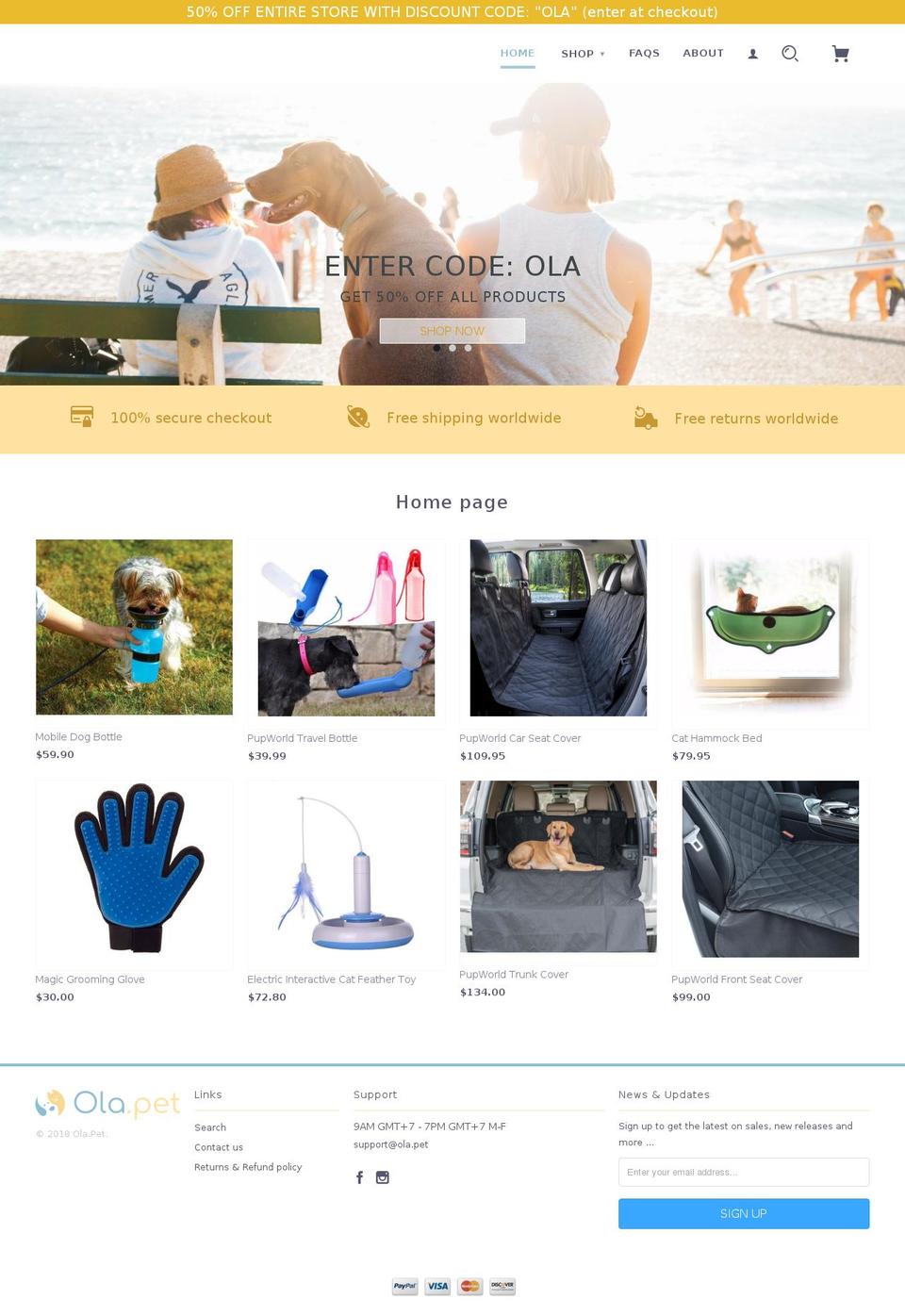 ola.pet shopify website screenshot