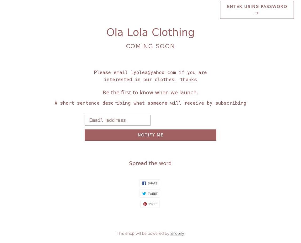 olalolaclothing.com shopify website screenshot