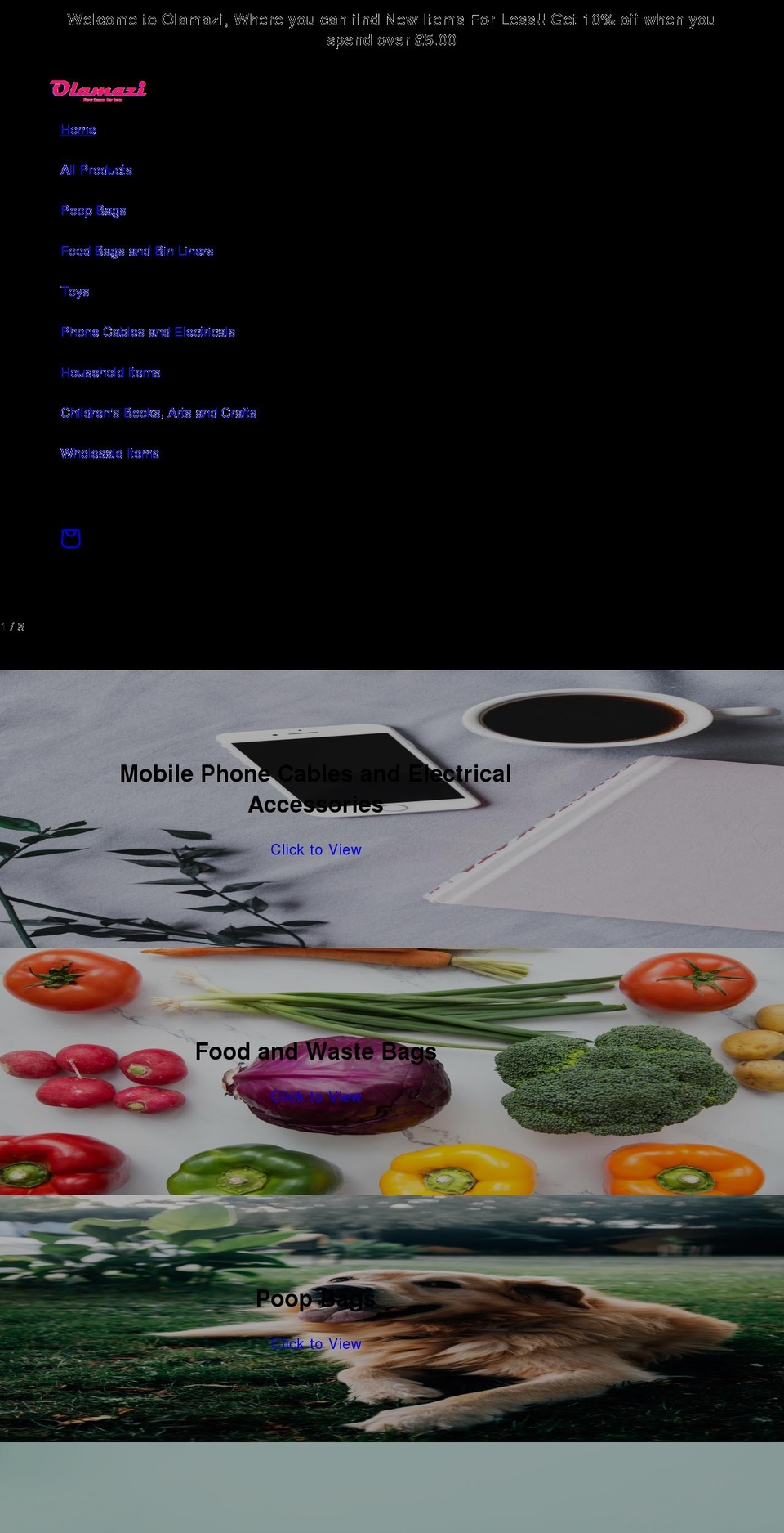 olamazi.co.uk shopify website screenshot