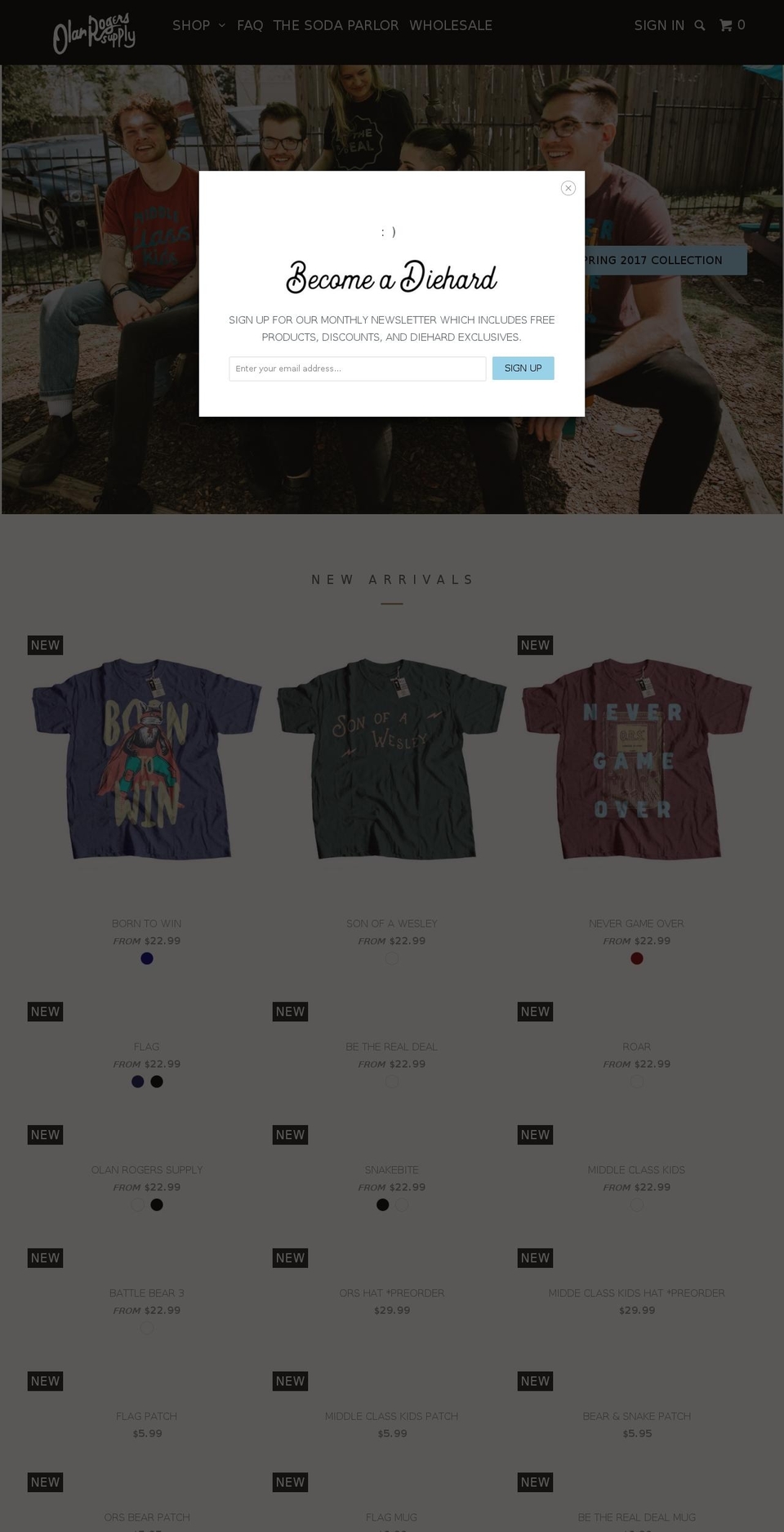 olanrogersapparel.com shopify website screenshot