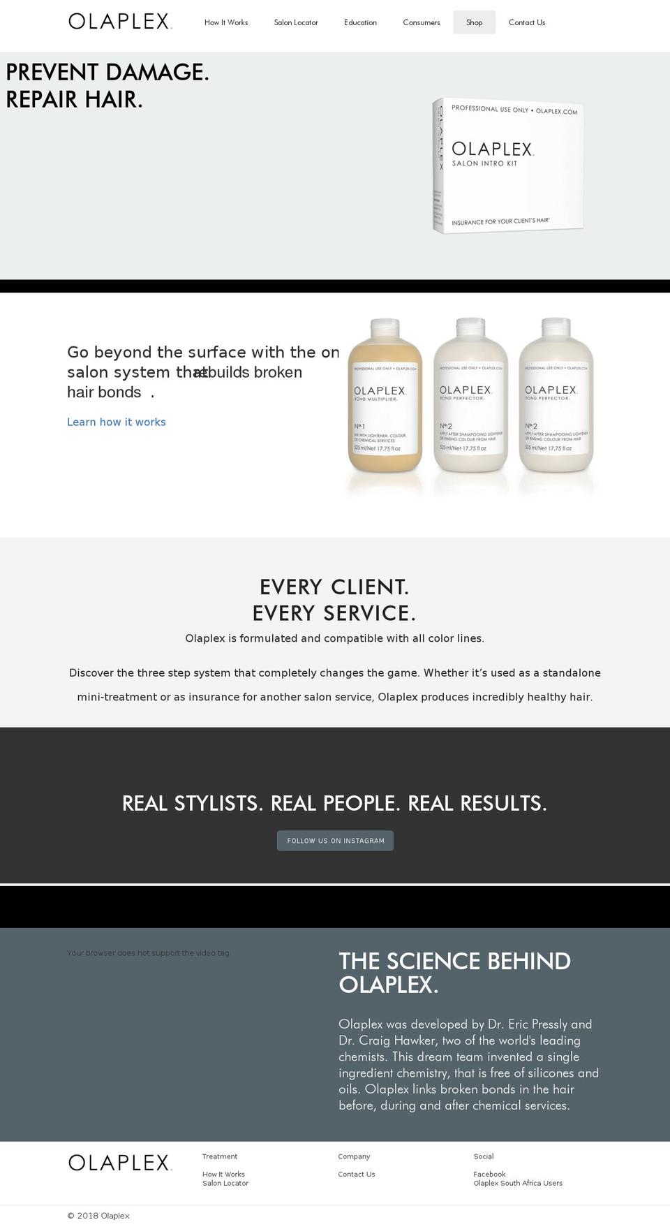 olaplex.co.za shopify website screenshot