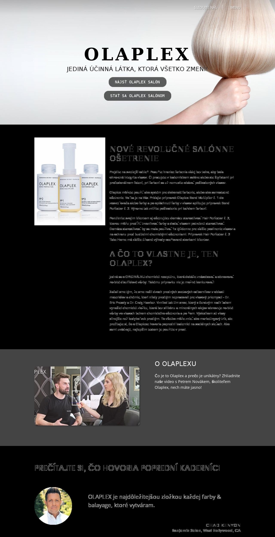 olaplex.sk shopify website screenshot