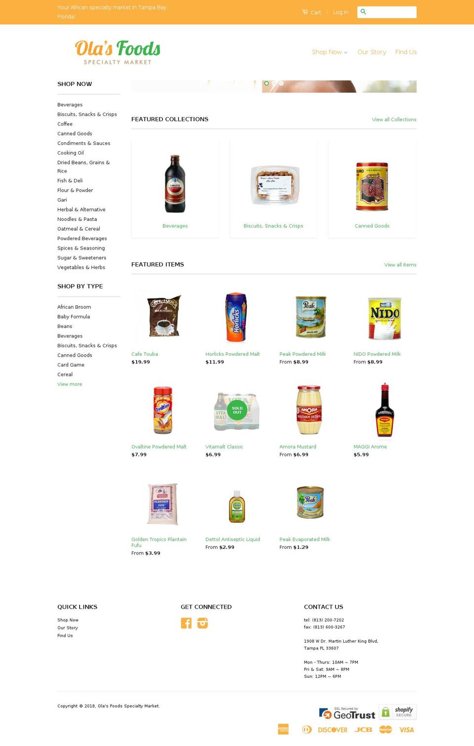 olasfoods.com — Shopify storefront screenshot