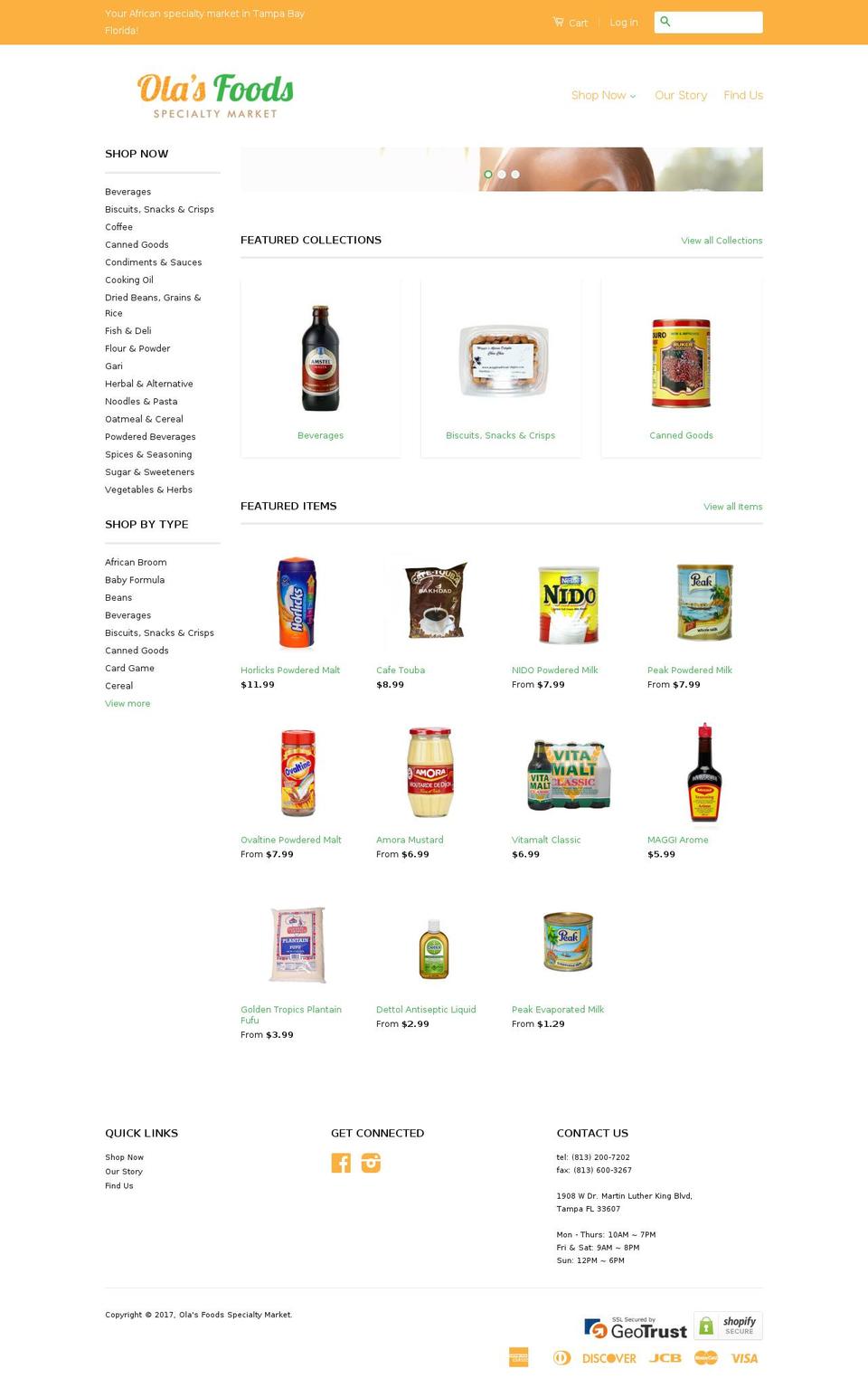 olasfoodsmarket.com shopify website screenshot