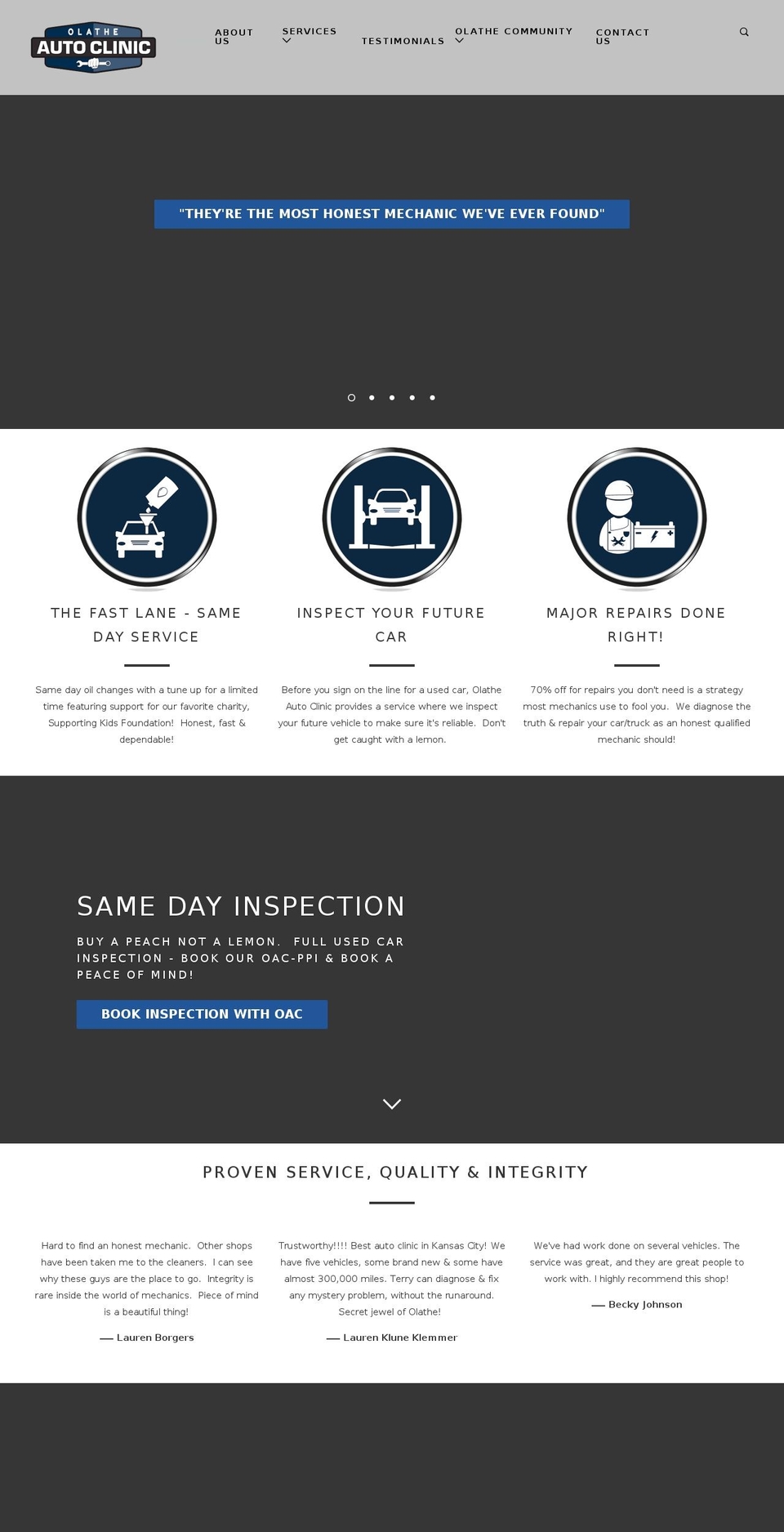 olatheautoclinic.com — Shopify storefront screenshot