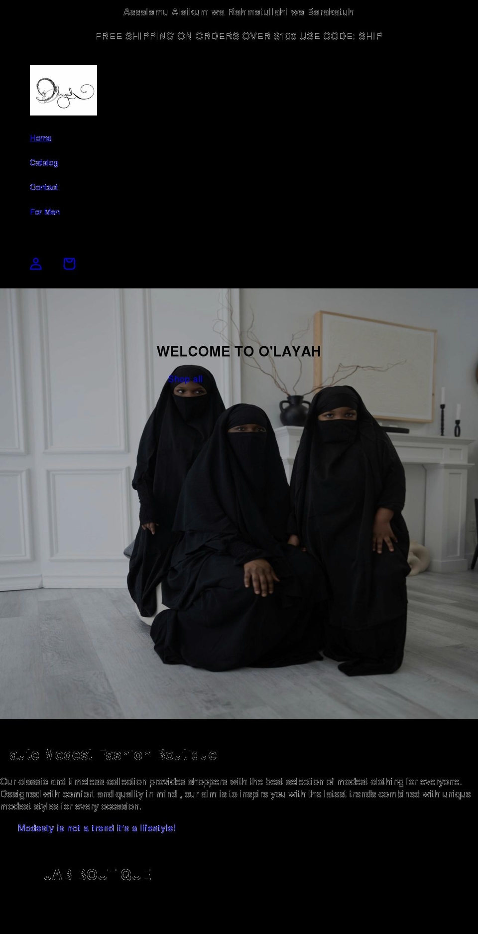 olayah.com shopify website screenshot